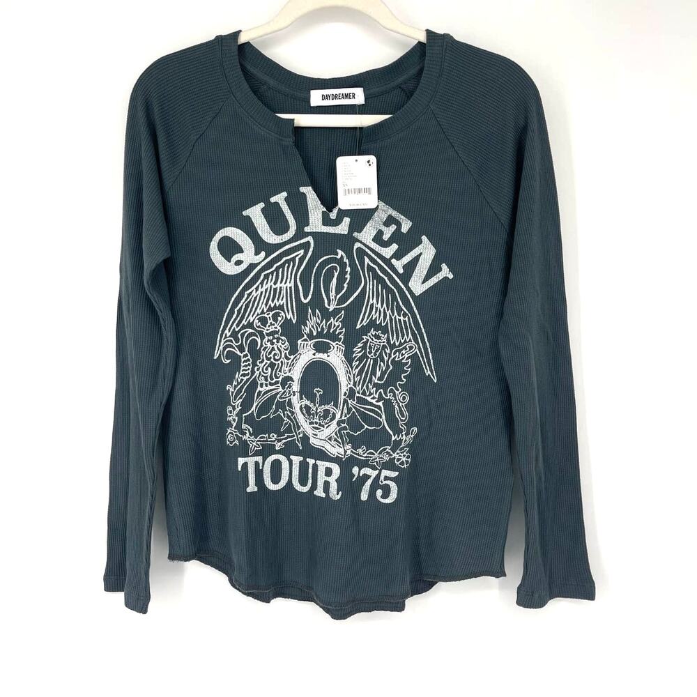 Free People X Daydreamer‎ Queen Tour ‘75 Thermal Shirt XS Black NWT